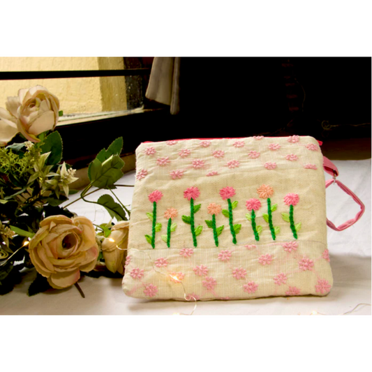 Khadi Pink bestickter Beutel