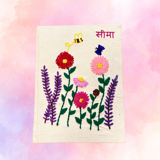 Floral Embroidered Diary - Hindi font
