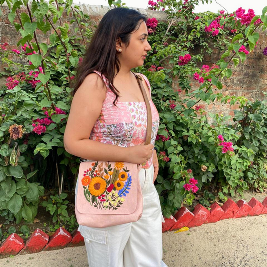 Peach Floral Sling Bag