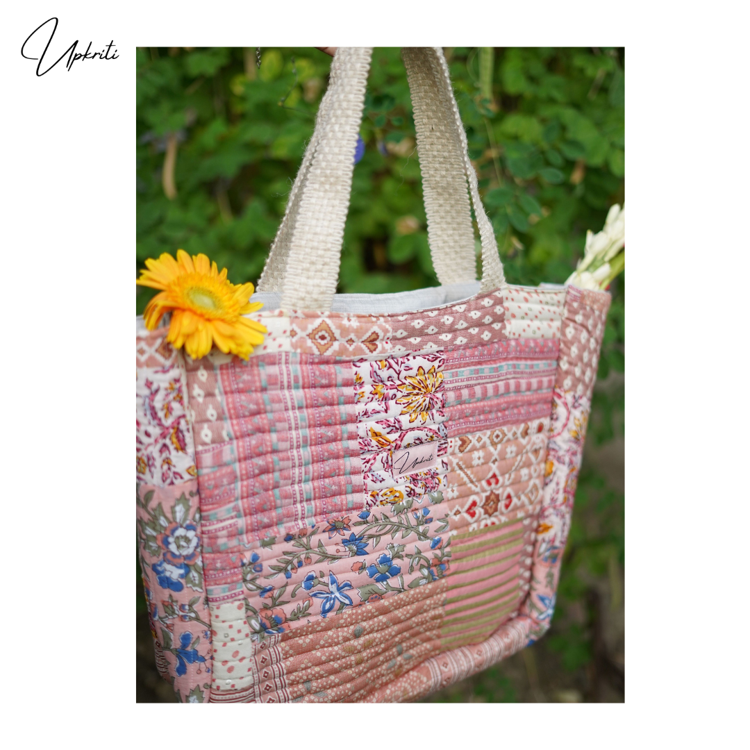 Peach - Handmade Quilted Laptop Bag 08