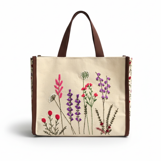 Embroidered Meadow Tote Bag