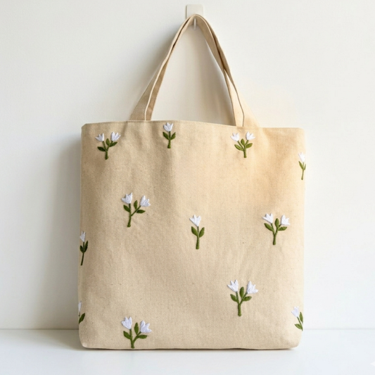 White Tulip Tote Bag
