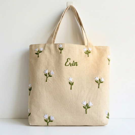White Tulip Tote Bag