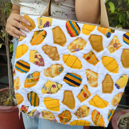 Bolsa de tela mosaico amarillo