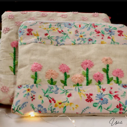 Flower Garden Embroidered pouch