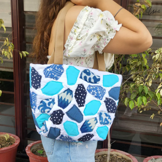 Bolsa de tela mosaico azul