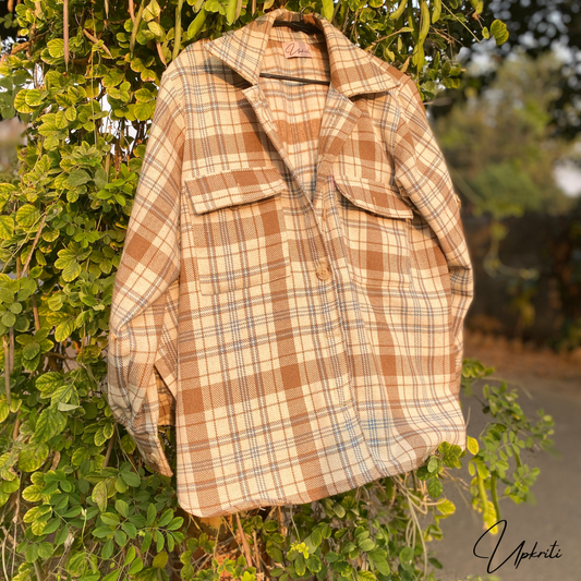 Sobrecamisa de franela en beige