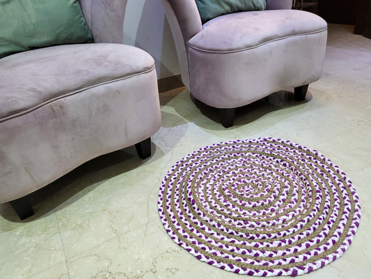 Alfombra Redonda Morada Trenzada