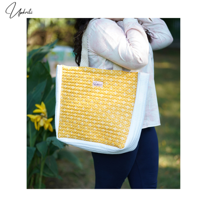 Sunshine Stitched Quilted Tote bag