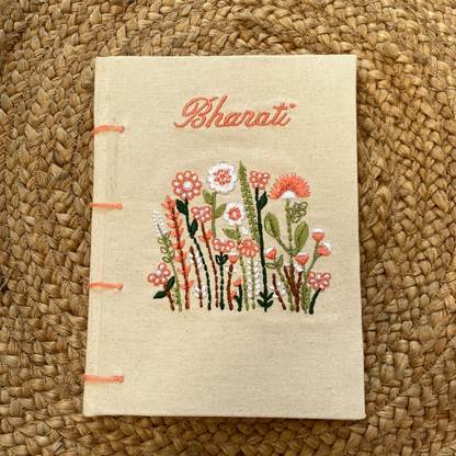 Peach flowers embroidered Diary