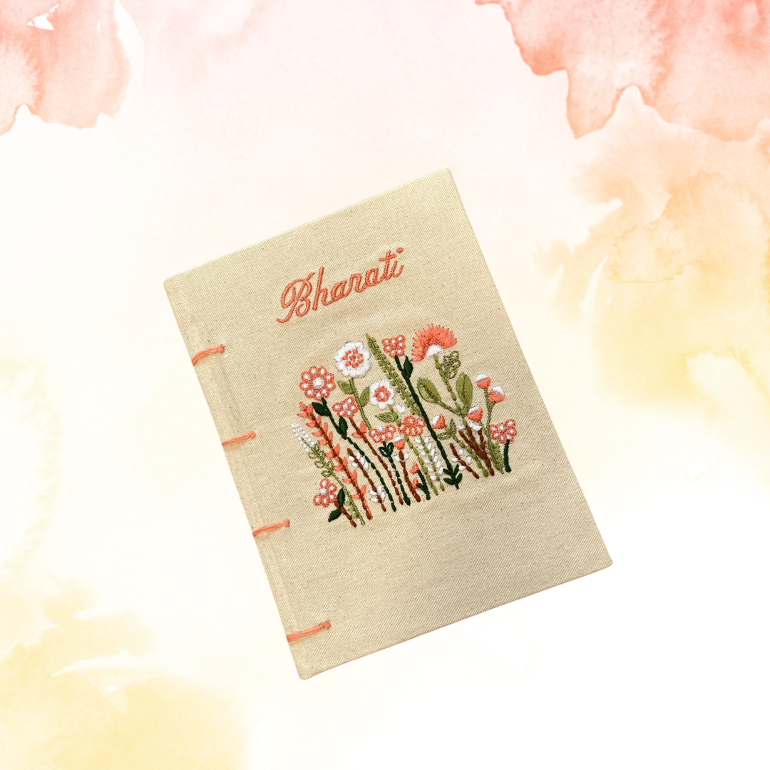 Peach flowers embroidered Diary