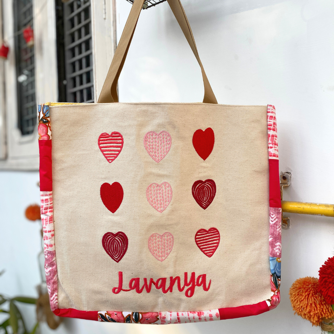 Hearts tote bag