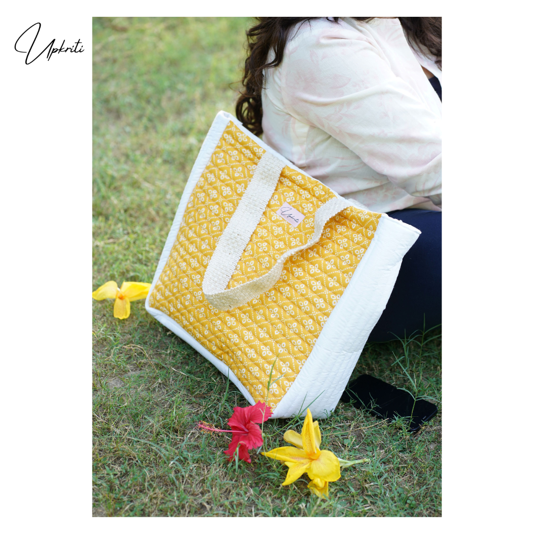 Sunshine Stitched Quilted Tote bag