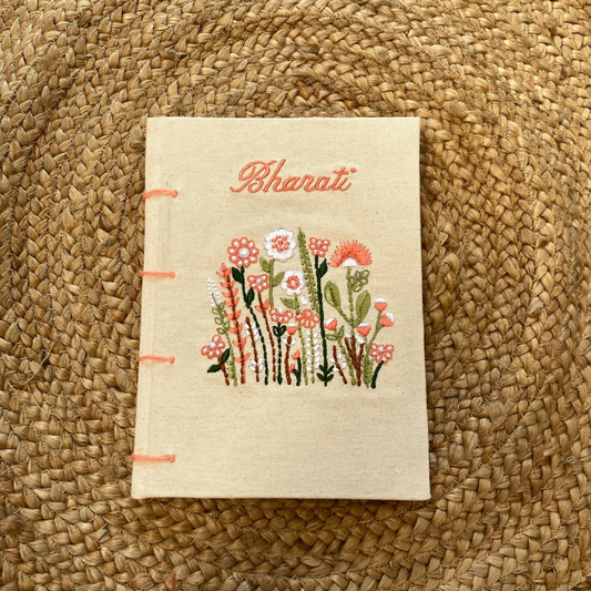 Peach flowers embroidered Diary