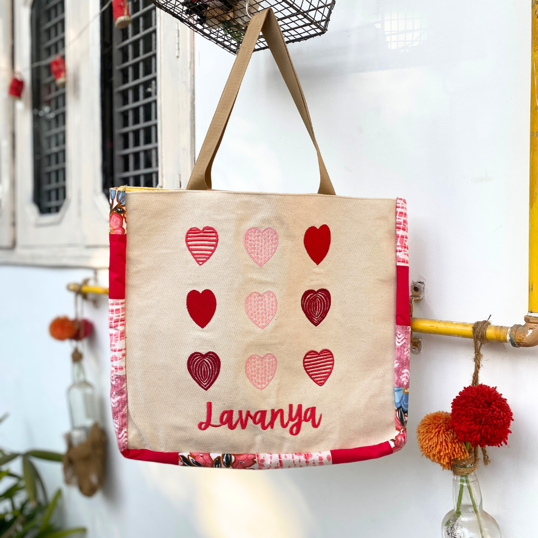 Hearts tote bag