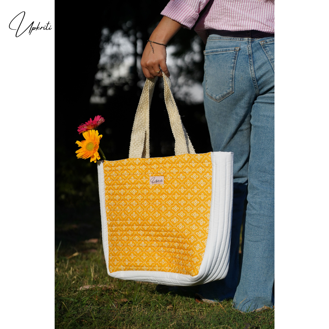 Sunshine Stitched Quilted Tote bag