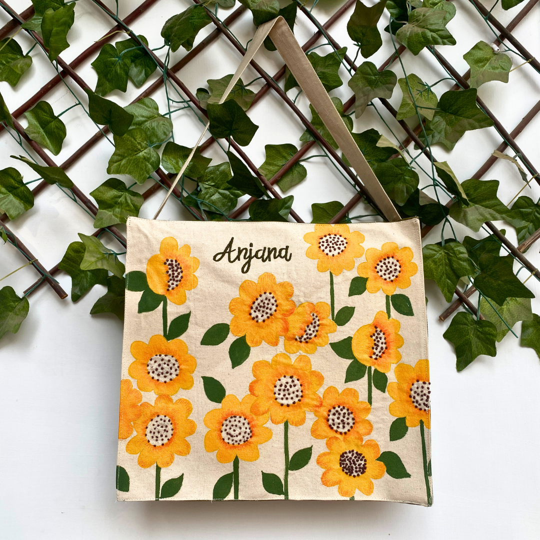 Sunflower box tote bag