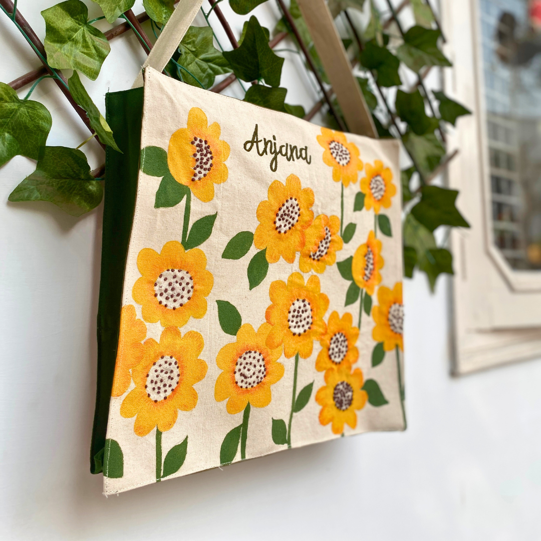 Sunflower box tote bag