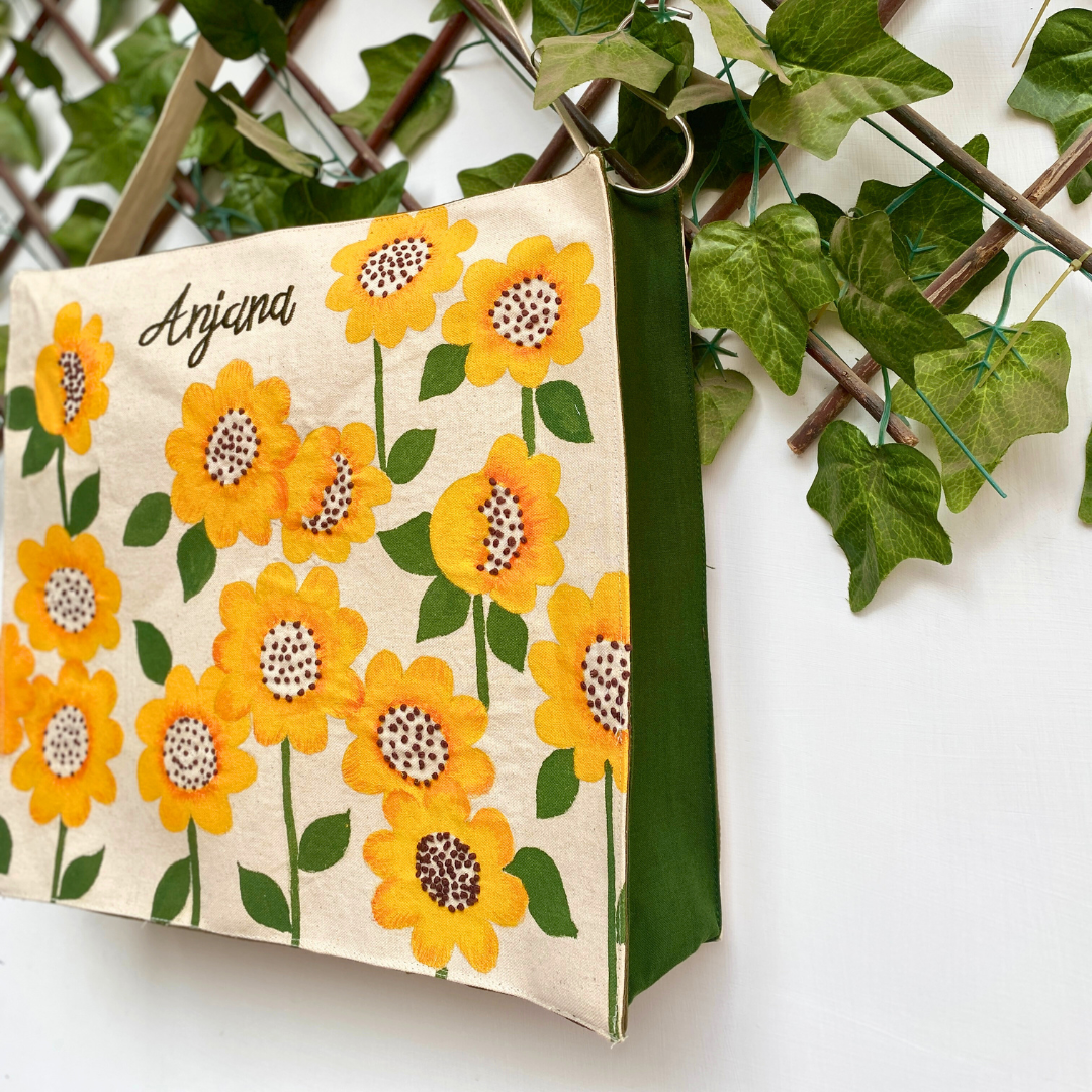 Sunflower box tote bag