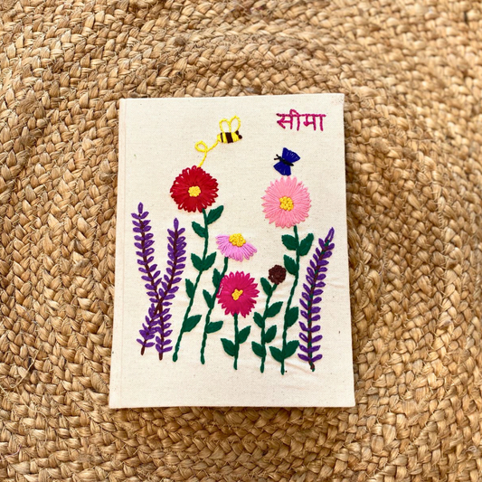 Floral Embroidered Diary - Hindi font