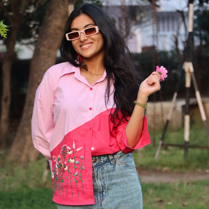 Pink dual tone cotton shirt