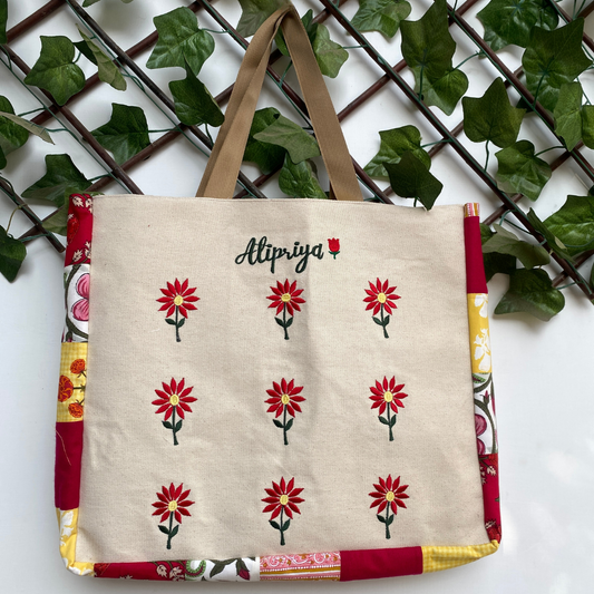 Scarlet Floral Tote Bag