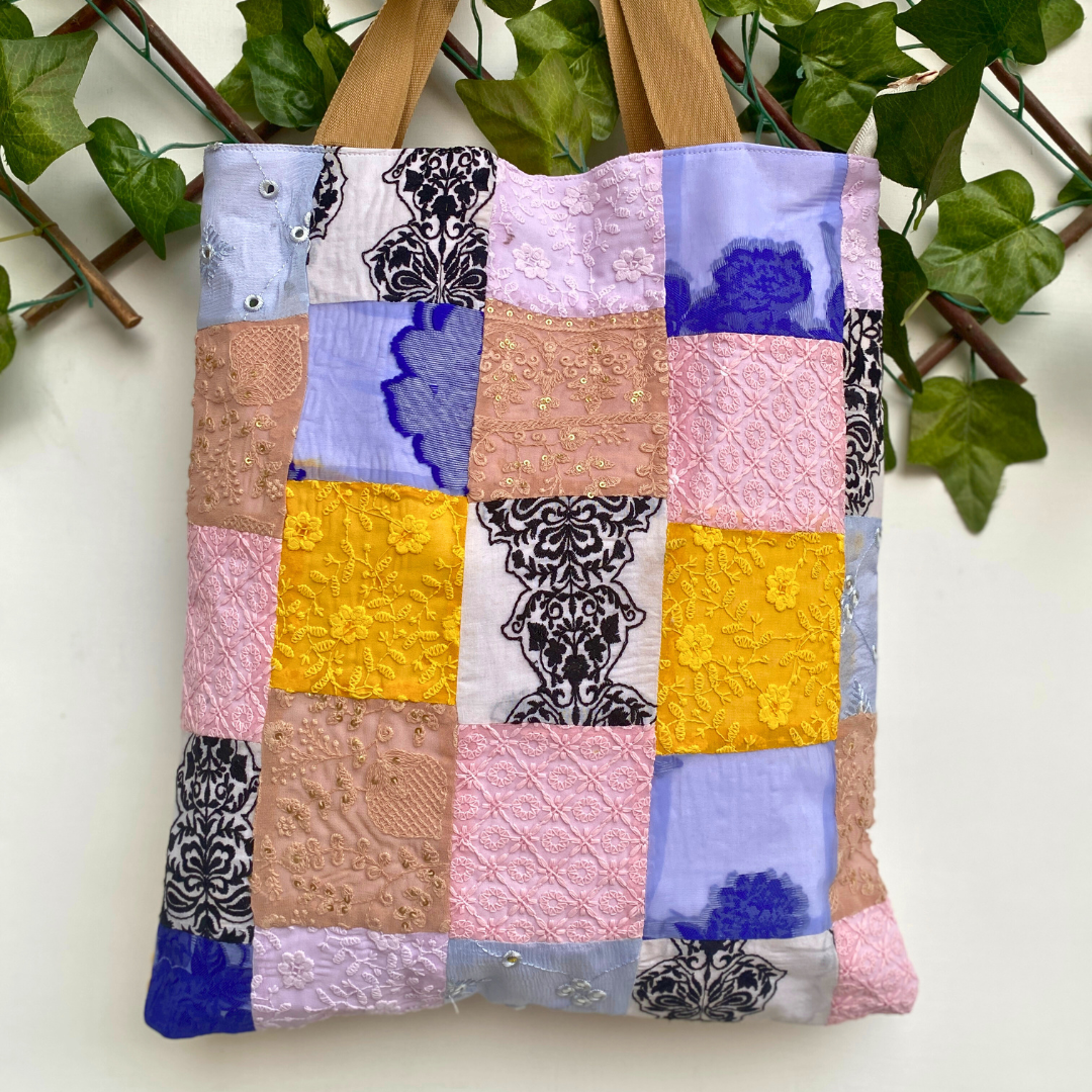 Embroidered Patchwork Tote