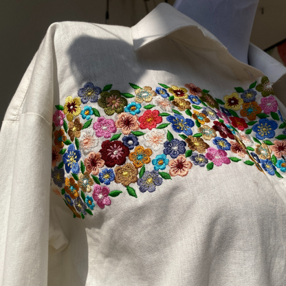 Floral cascade linen shirt