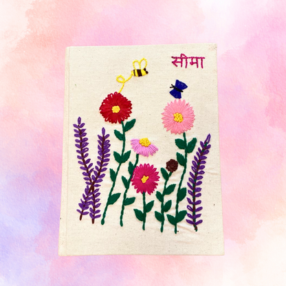 Floral Embroidered Diary - Hindi font