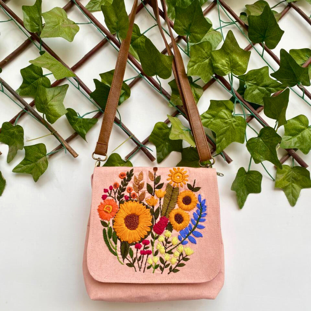 Peach Floral Sling Bag