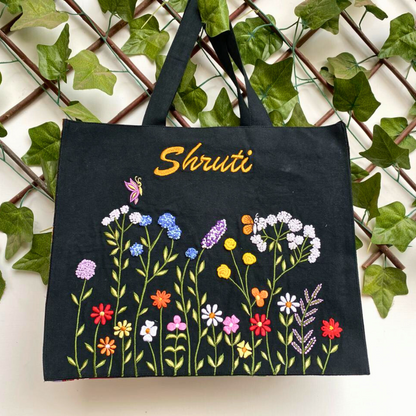 Black floral Box Tote