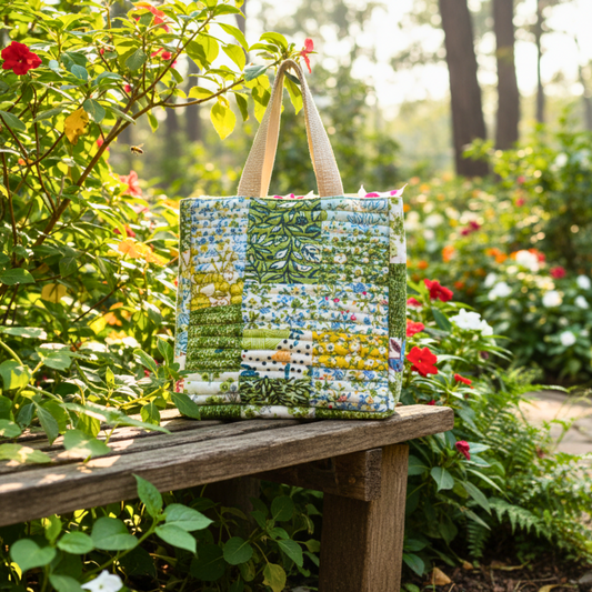 Shades of Green Quilted Tote bag
