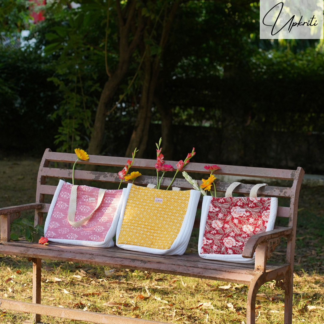 Sunshine Stitched Quilted Tote bag