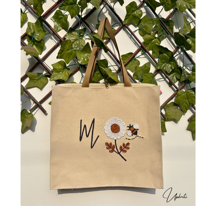 Bee Letter Blossom Tote Bag