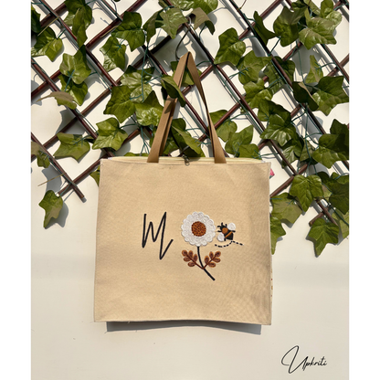 Bee Letter Blossom Tote Bag