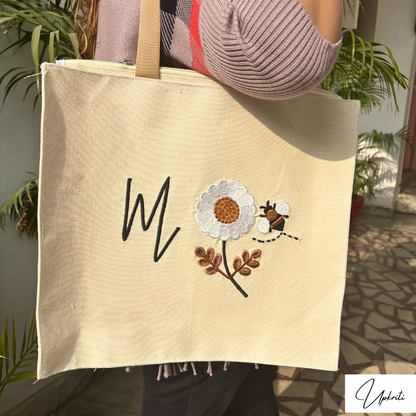 Bee Letter Blossom Tote Bag