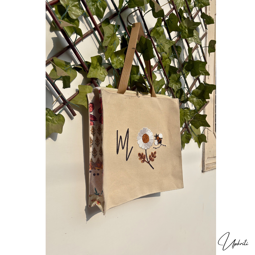 Bee Letter Blossom Tote Bag