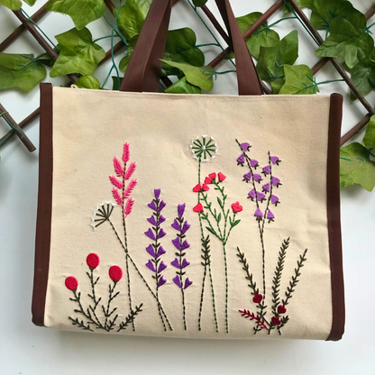 Embroidered Meadow Tote Bag