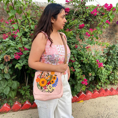 Peach Floral Sling Bag