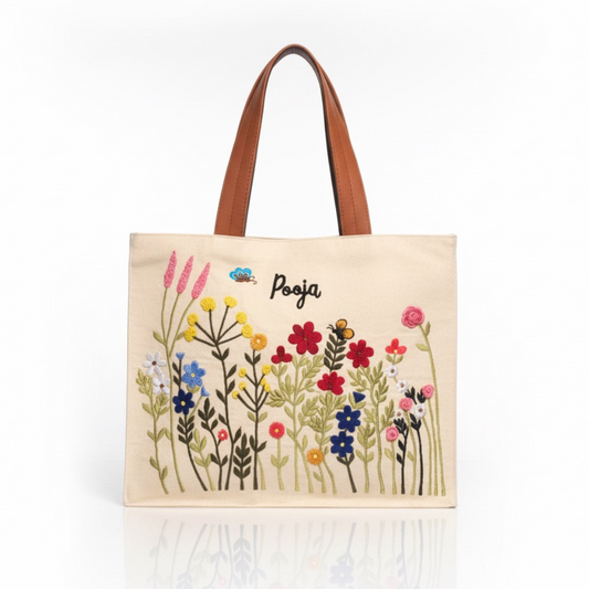 Floral cascade box tote