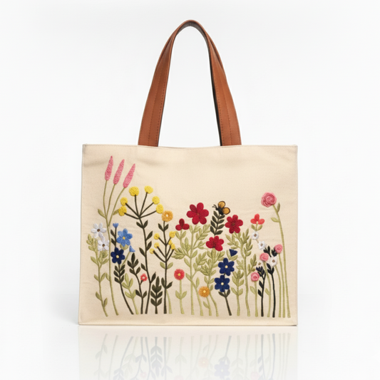 Floral cascade box tote