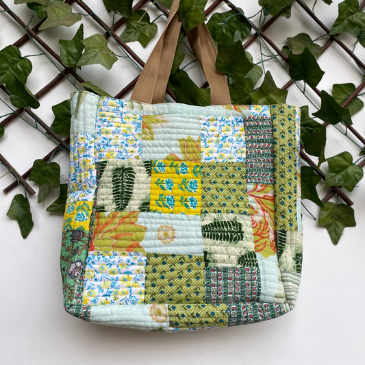 Shades of Green Quilted Tote bag