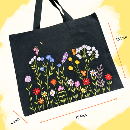 Black floral Box Tote