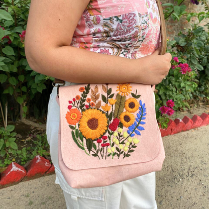 Peach Floral Sling Bag