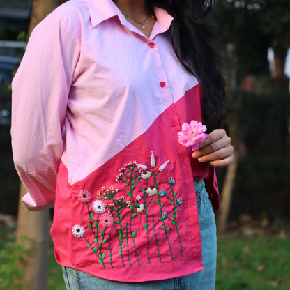 Pink dual tone cotton shirt