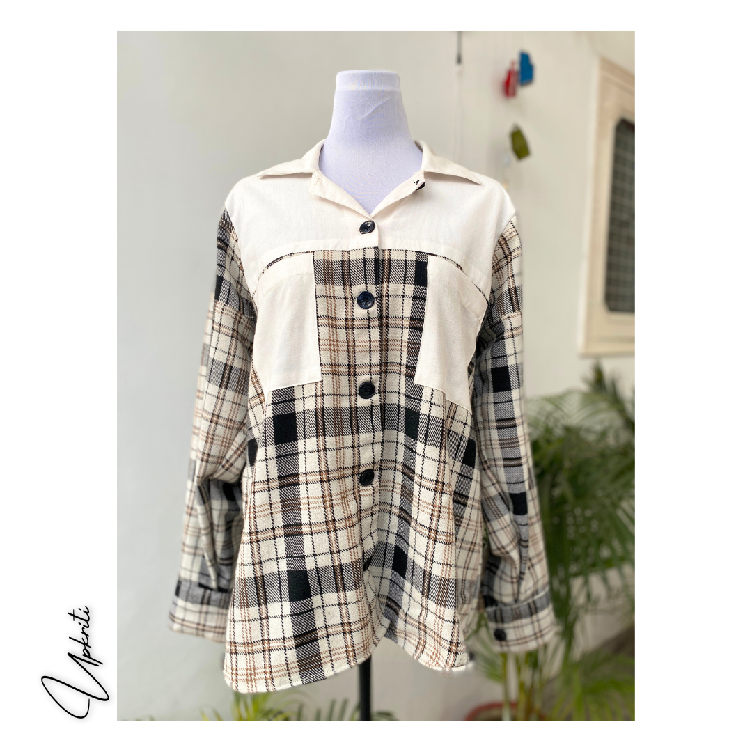 Unisex White and Black flannel shirt