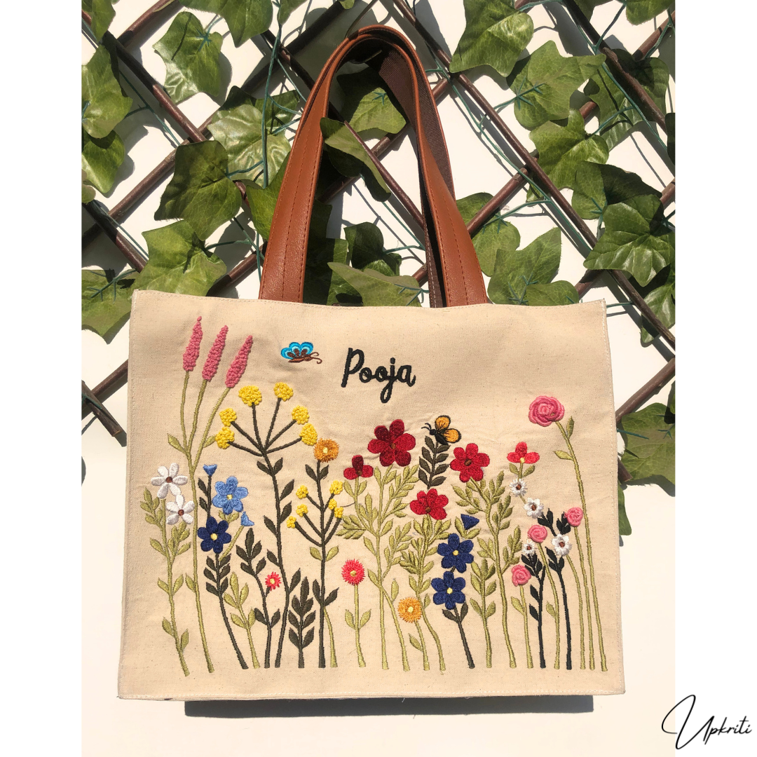 Floral cascade box tote – Upkriti