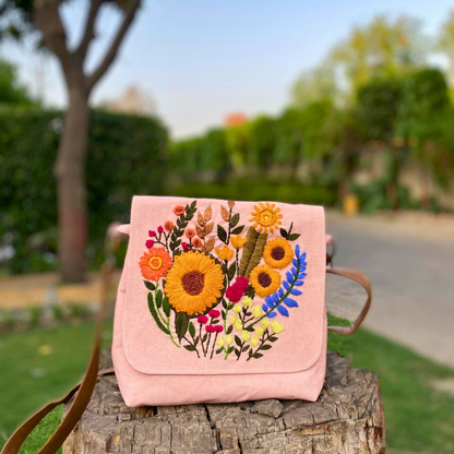 Peach Floral Sling Bag