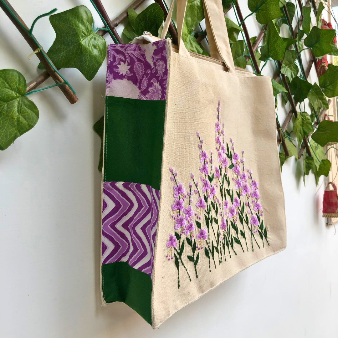 Lavendar Bloom Box Tote Bag