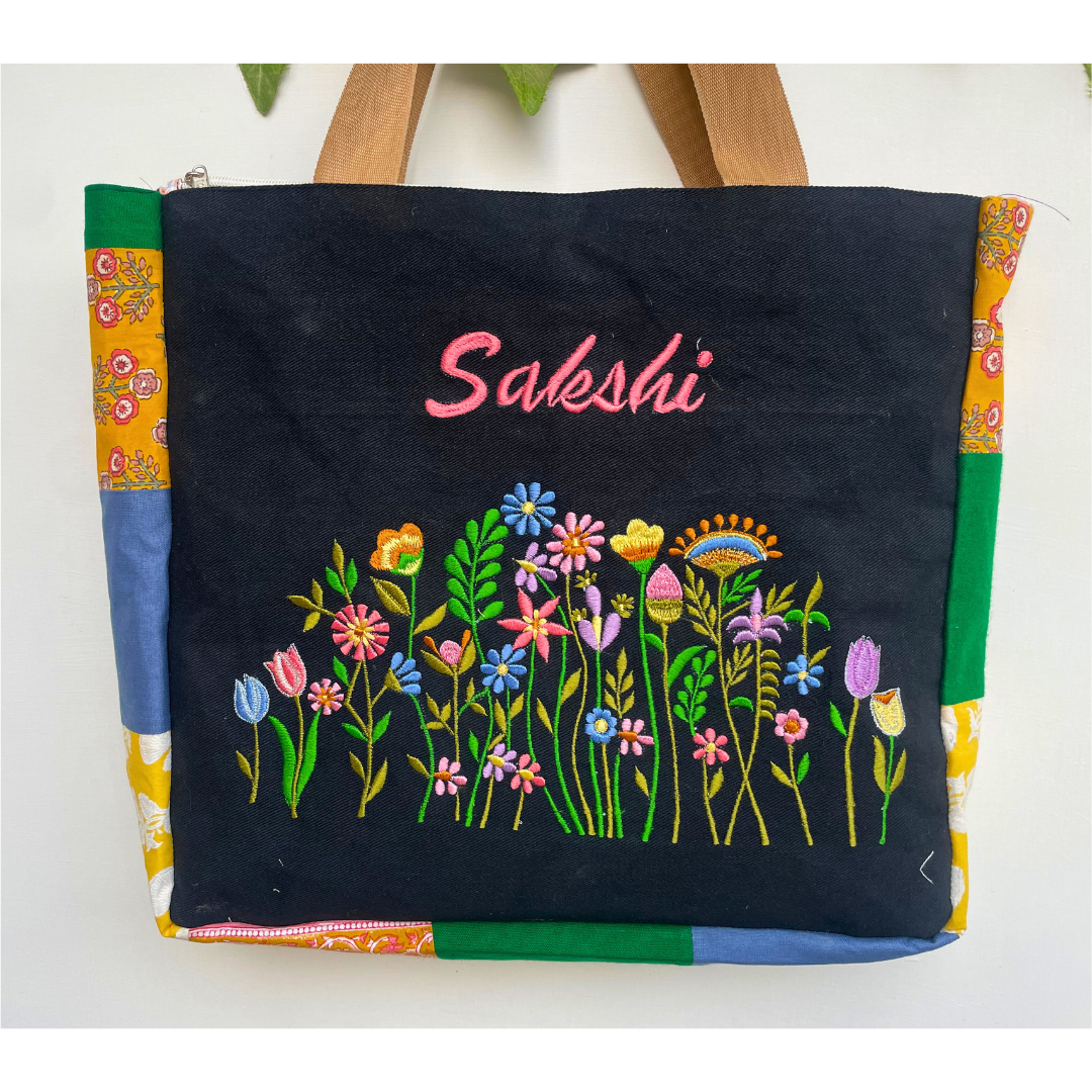 Garden Black Tote Bag